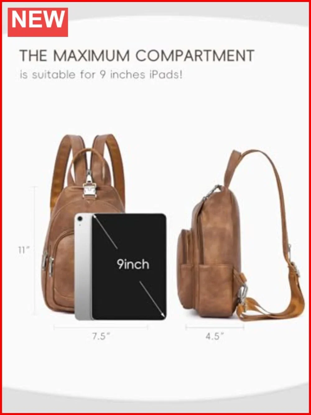 Leather Sling Backpack Crossbody Women's Convertible Travel Daypack